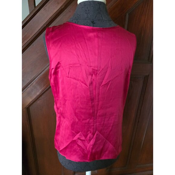 Talbots Womens 12P Sleeveless Red Ruffle Silk Blouse - Picture 7 of 10